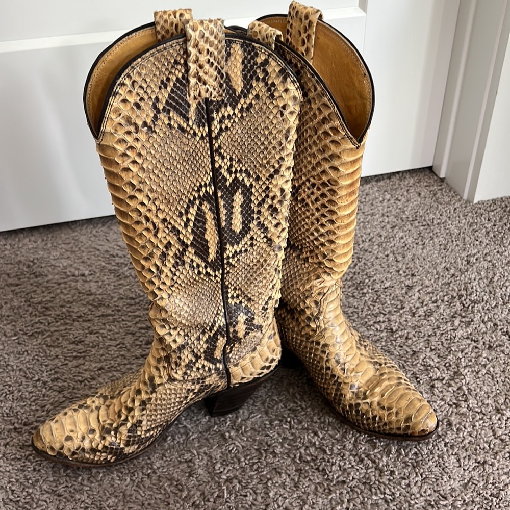Vintage Golden Python Snakeskin Nocona Boots